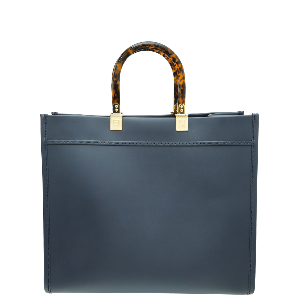 Fendi Navy Blue Sunshine “FENDI ROMA” Shopper Medium Bag W/ Strap You-Fendi-THE CLOSET