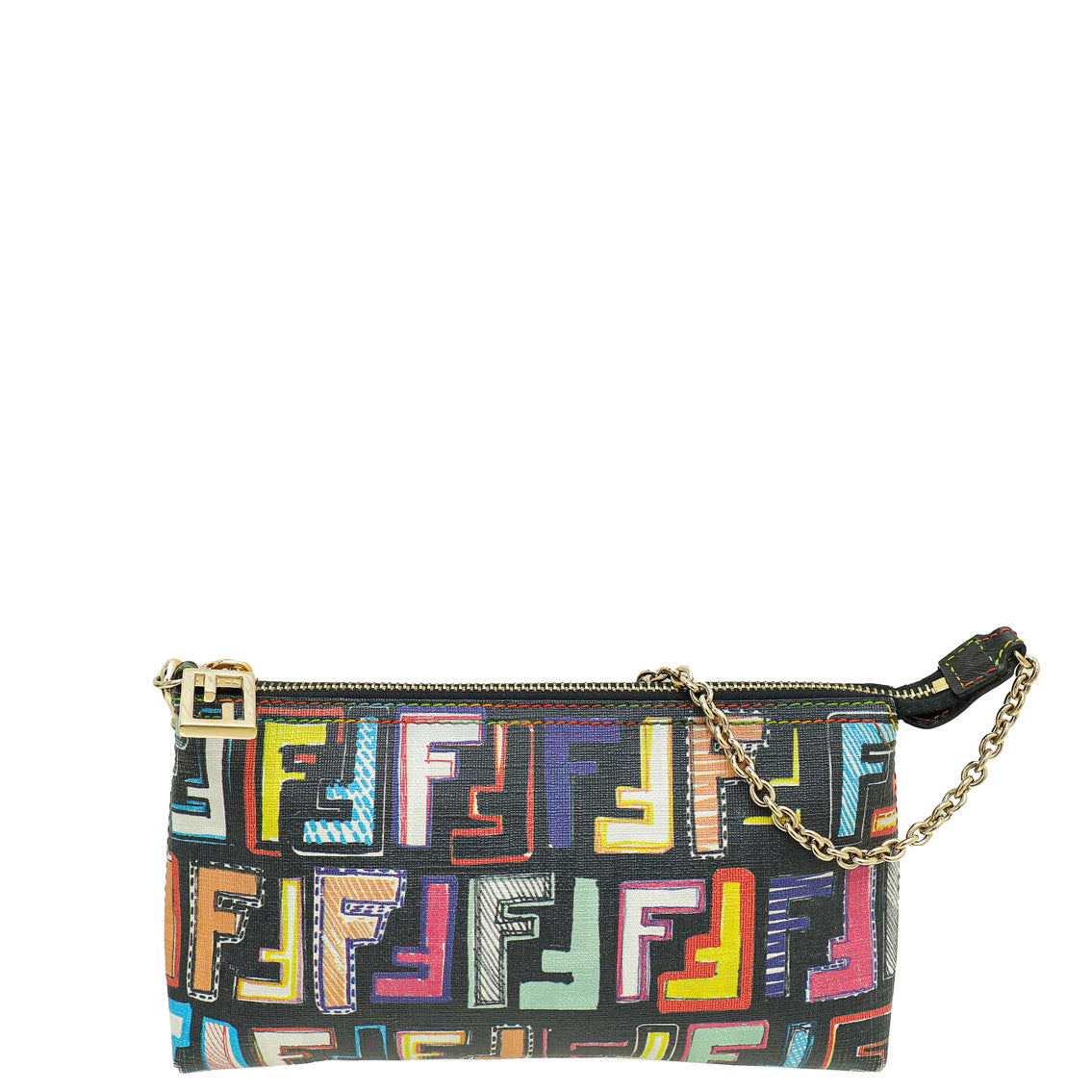 Fendi Black Multicolor Zucca Spalmati Pochette-Fendi-THE CLOSET
