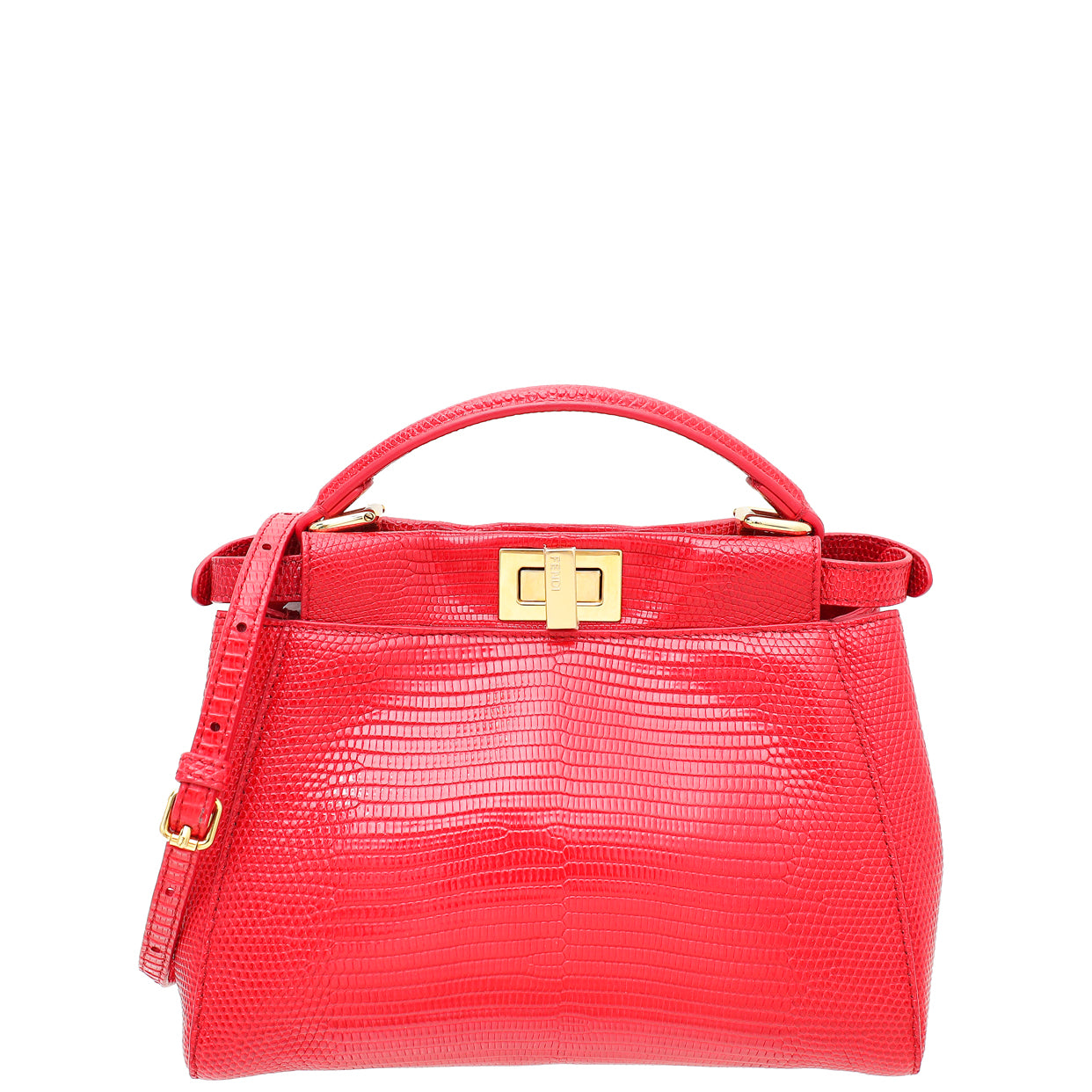 Fendi Red Lizard Iconic Peekaboo Bag-Fendi-THE CLOSET