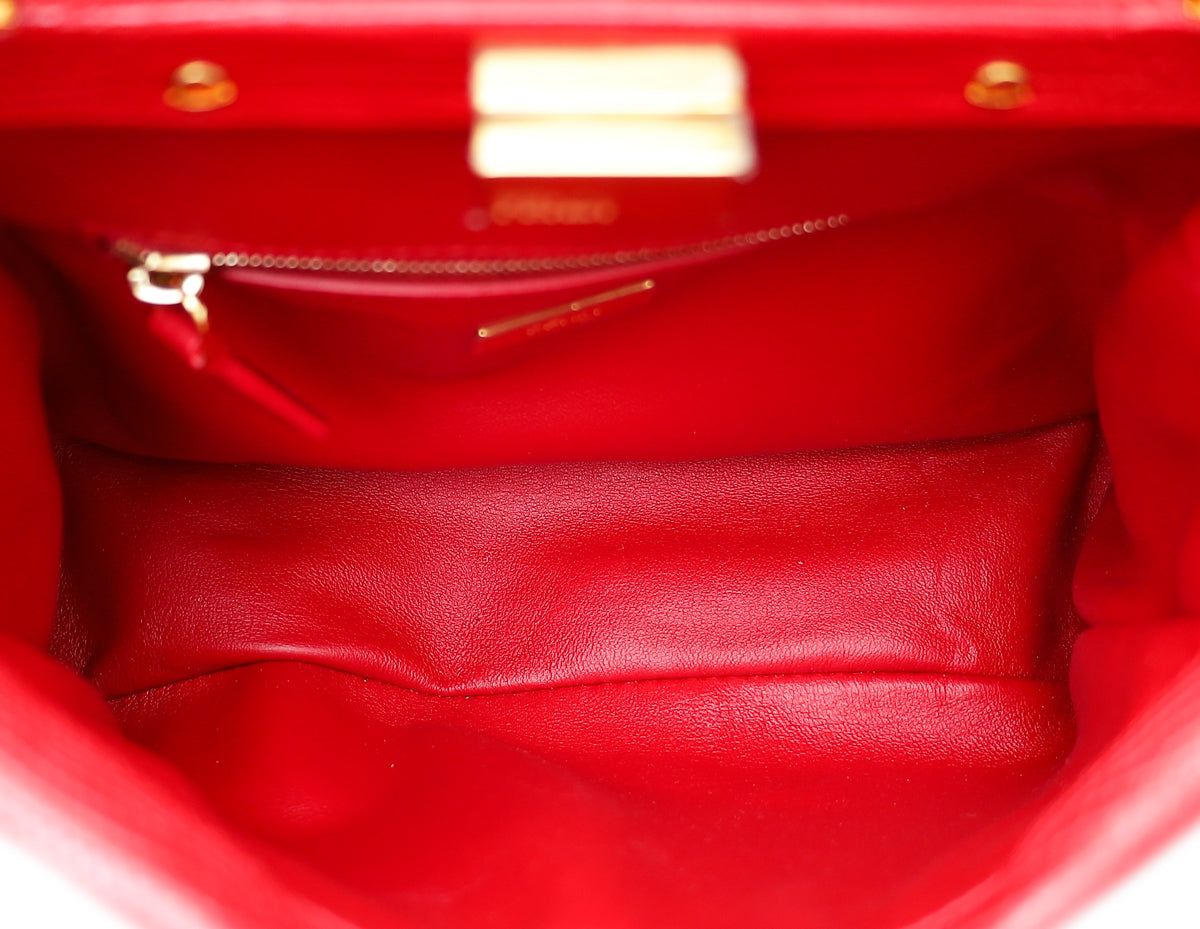 Fendi Red Lizard Iconic Peekaboo Bag