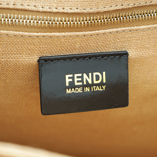 Fendi Tobacco Striped Pequin Claudia Large Bag