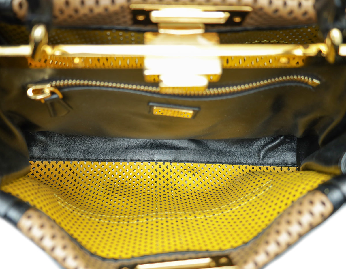 Fendi Bicolor Perforated Peekaboo Regular Bag