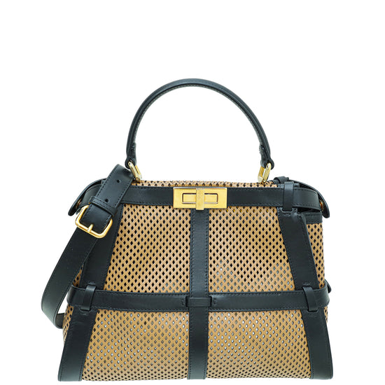 Fendi Bicolor Perforated Peekaboo Regular Bag