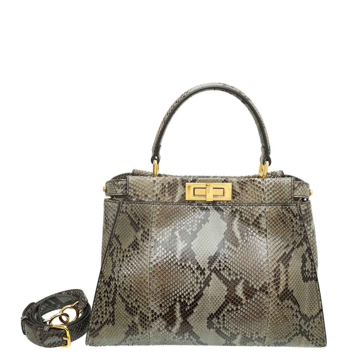 Fendi Grey Python Peekaboo Regular Bag-Fendi-THE CLOSET