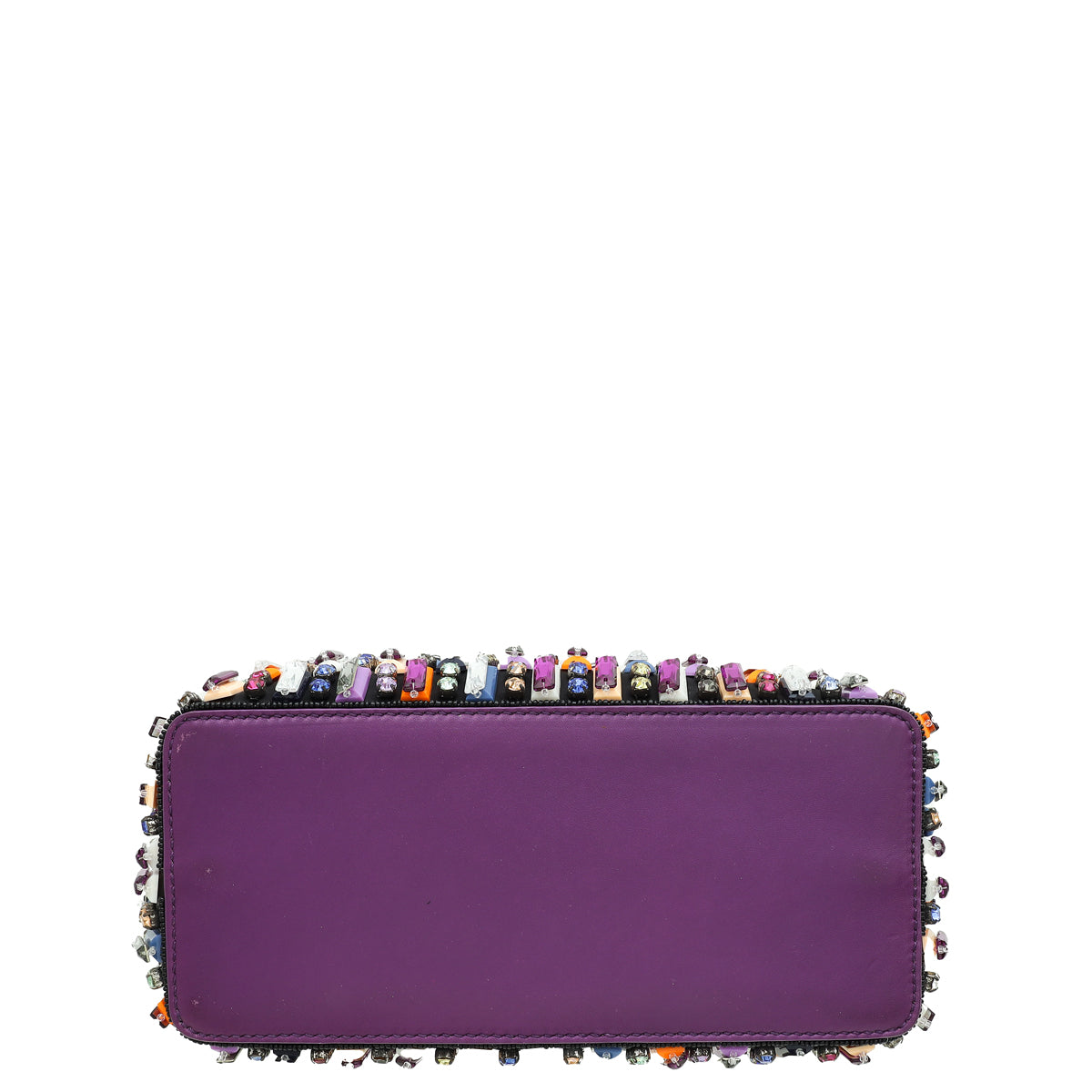 Fendi Purple Multicolor Peekaboo Mini Crystal Embroidered Bag