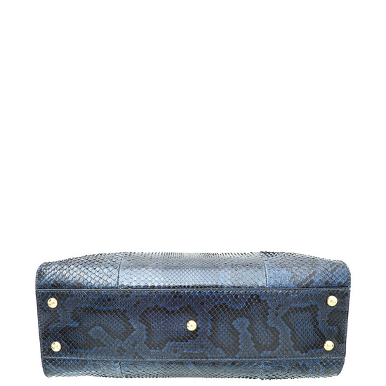 Fendi Blue Python Iconic Peekaboo Regular Bag