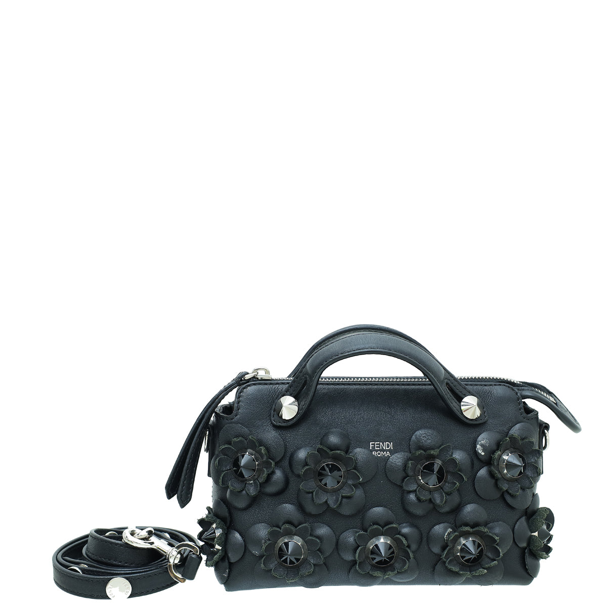 Fendi Black Flowerland Studded Mini By The Way Bag-Fendi-THE CLOSET