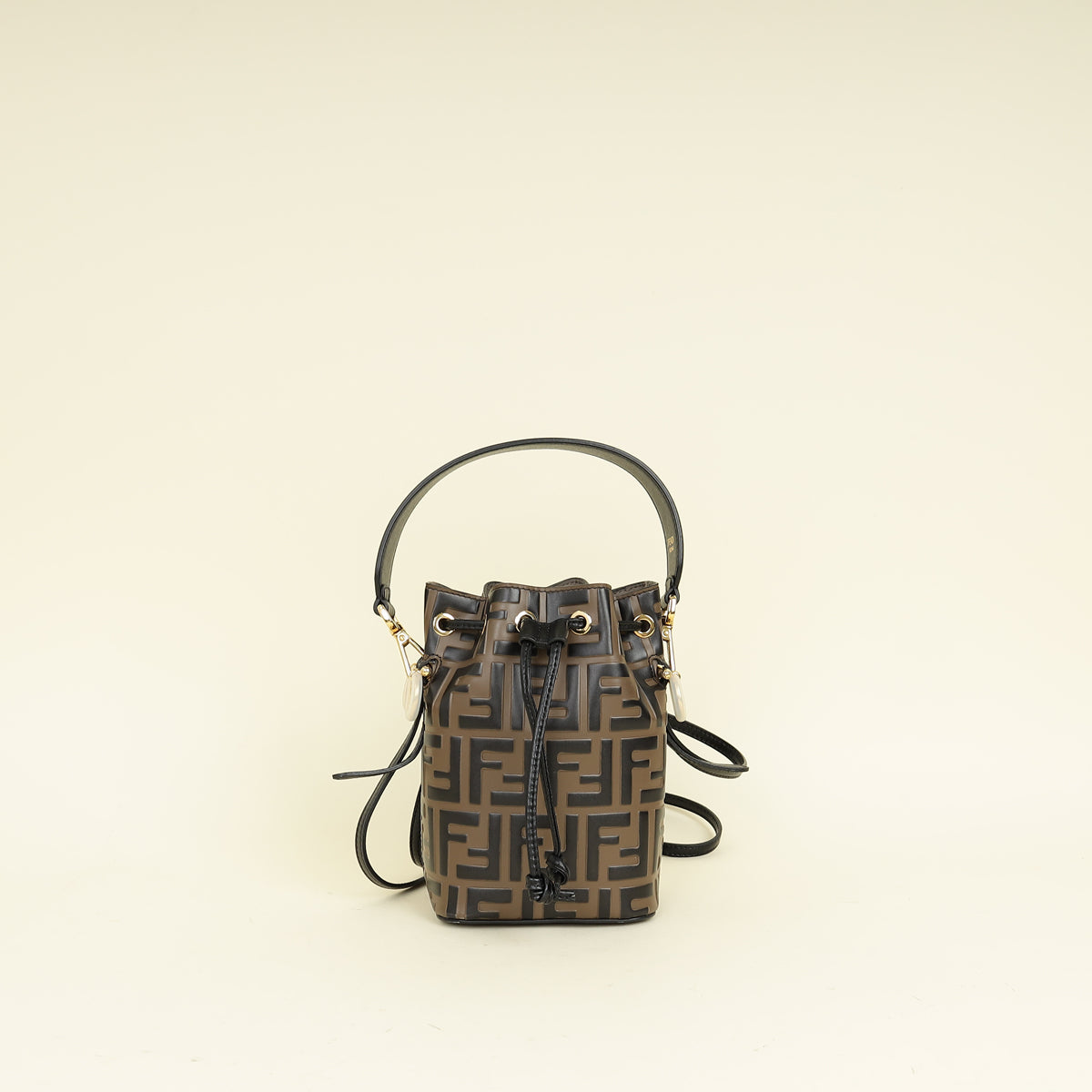 Fendi Bicolor FF Embossed Mon Tresor Mini Bucket Bag
