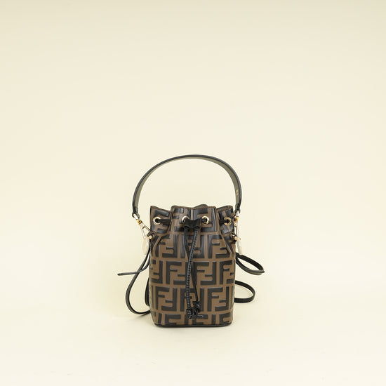 Fendi Bicolor FF Embossed Mon Tresor Mini Bucket Bag