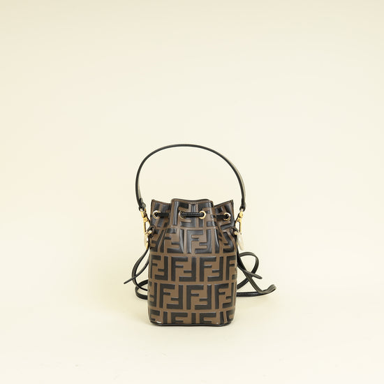 Fendi Bicolor FF Embossed Mon Tresor Mini Bucket Bag