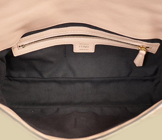Fendi Peach FF Embossed Baguette Medium Bag-Fendi-THE CLOSET