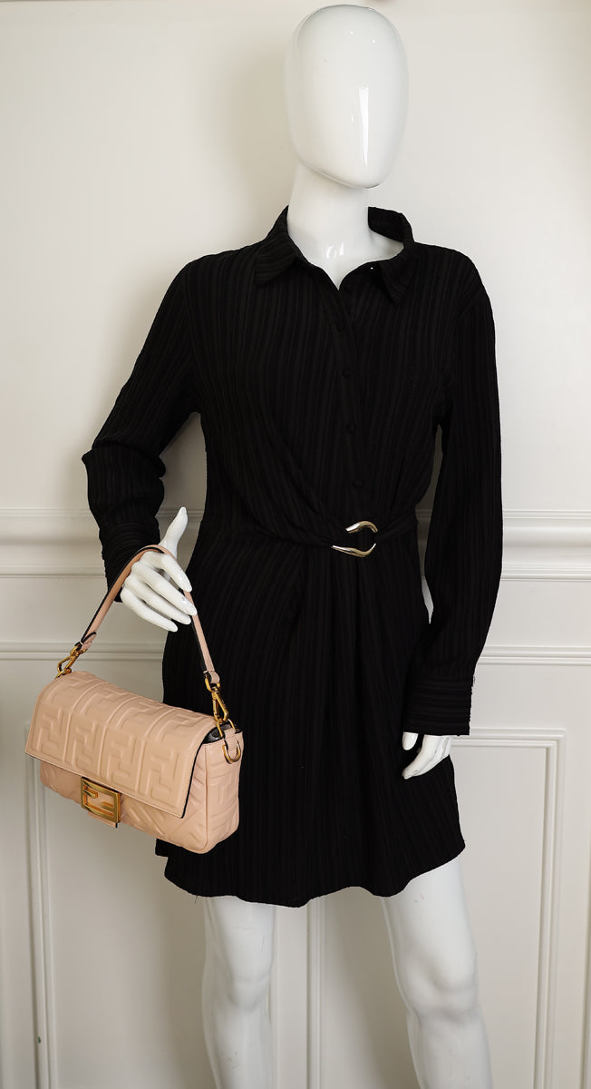 Fendi Peach FF Embossed Baguette Medium Bag-Fendi-THE CLOSET