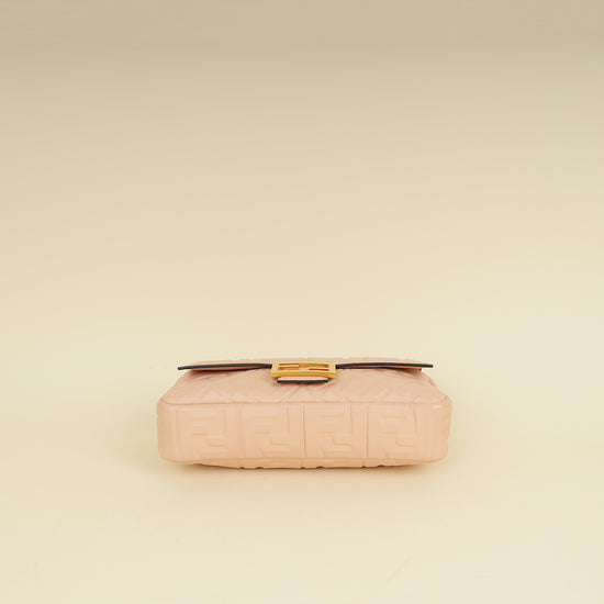 Fendi Peach FF Embossed Baguette Medium Bag-Fendi-THE CLOSET