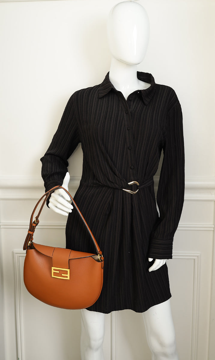 Fendi Brandy Brown Croissant Hobo Bag