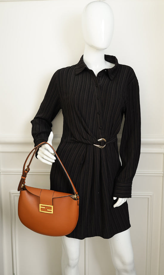 Fendi Brandy Brown Croissant Hobo Bag
