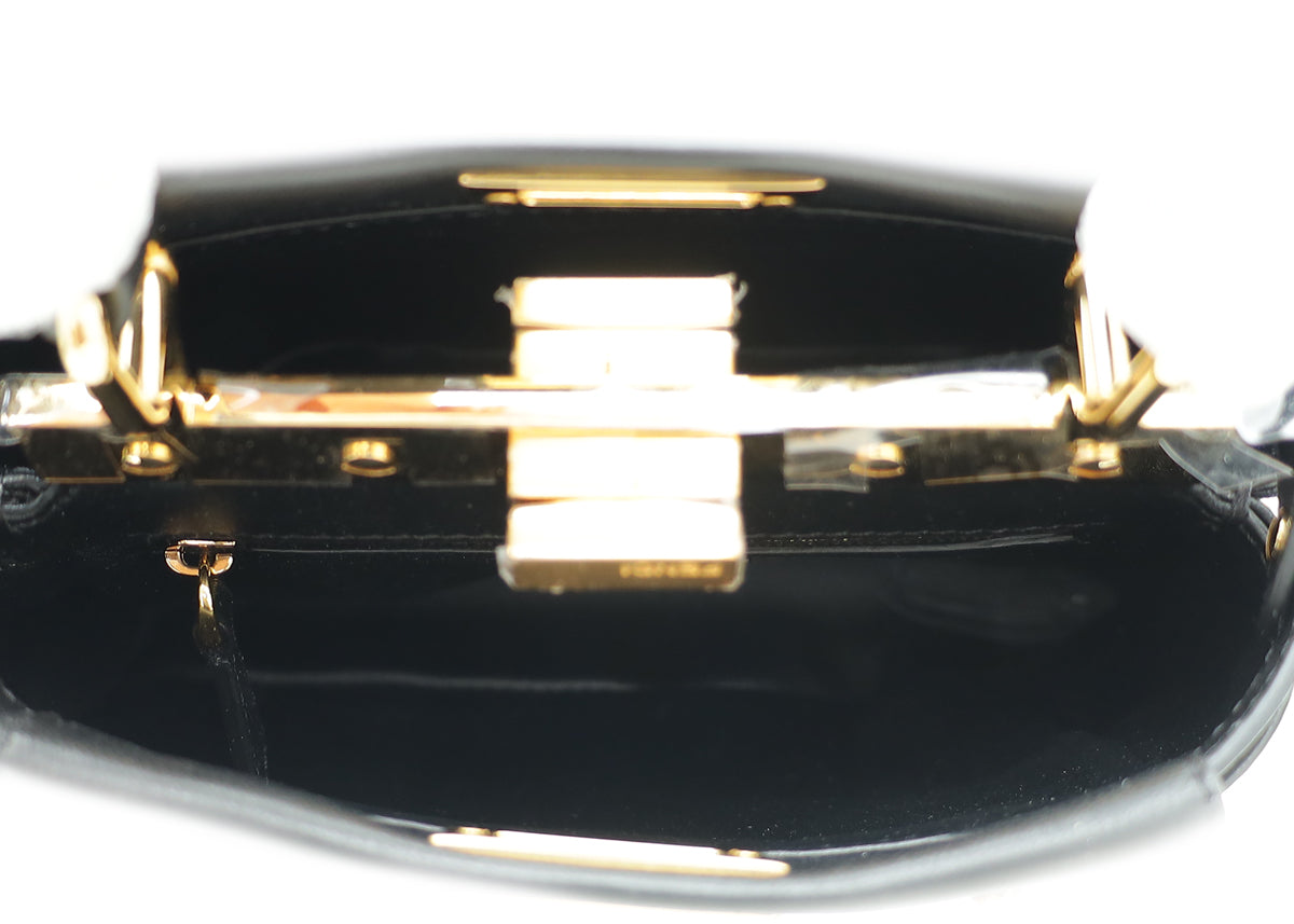Fendi Black Peekaboo Iconic Crystal Studded XS Bag