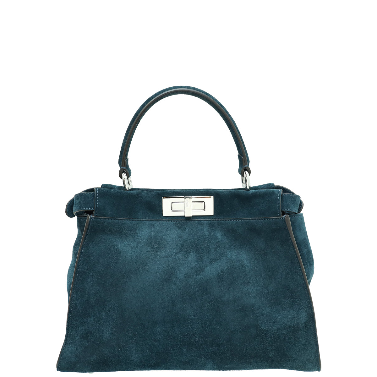 Fendi Teal 3 Pocket Peekaboo Suede Iconic Satchel Medium Bag-Fendi-THE CLOSET