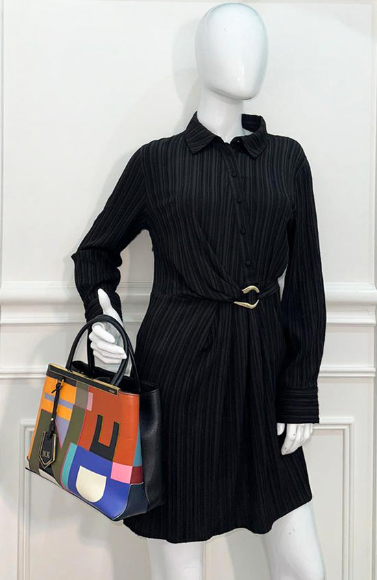Fendi Black Multicolor 2 Jours Patchwork Petite Bag W/ N.K INITIAL