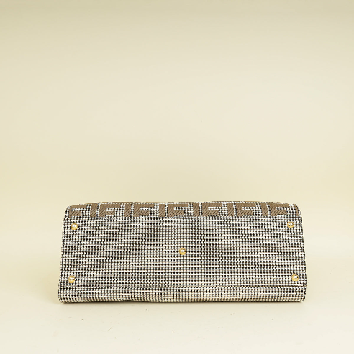 Fendi Brown Houndstooth FF Embroidered Peekaboo X-Tote Medium Bag