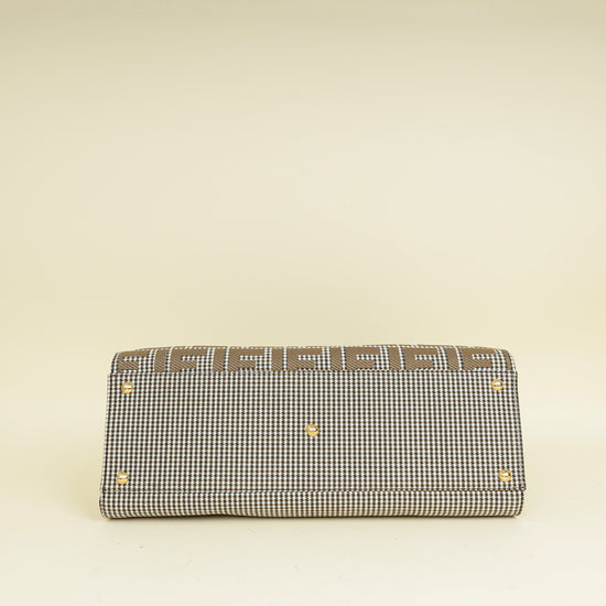 Fendi Brown Houndstooth FF Embroidered Peekaboo X-Tote Medium Bag