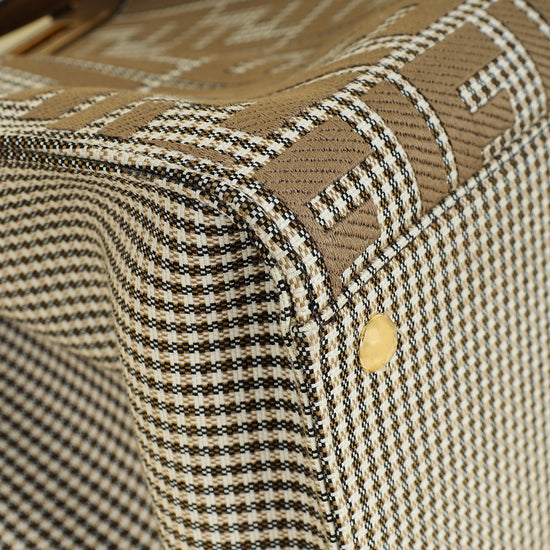 Fendi Brown Houndstooth FF Embroidered Peekaboo X-Tote Medium Bag