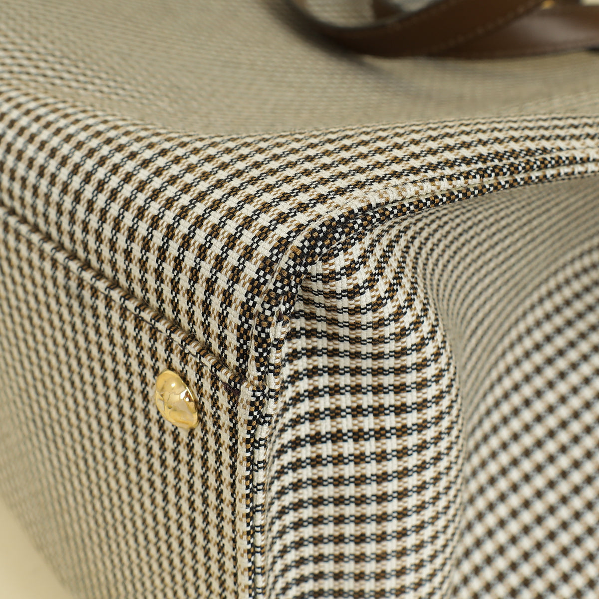 Fendi Brown Houndstooth FF Embroidered Peekaboo X-Tote Medium Bag