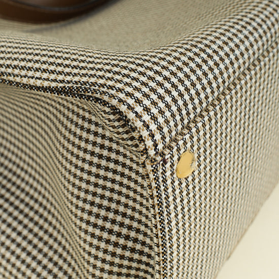 Fendi Brown Houndstooth FF Embroidered Peekaboo X-Tote Medium Bag