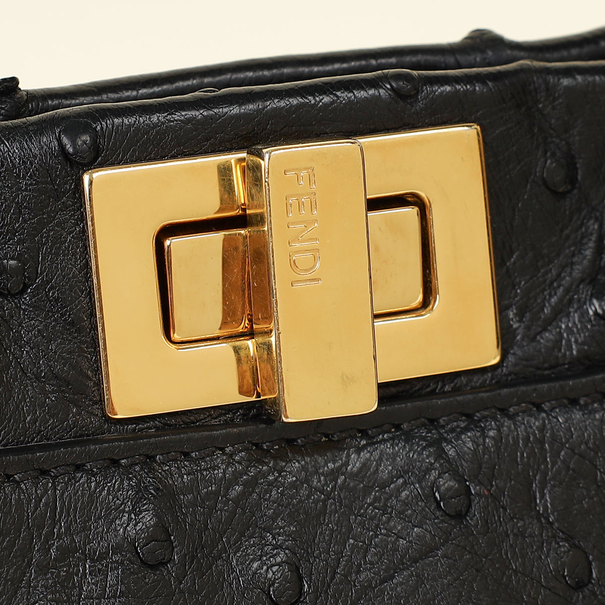 Fendi Black Ostrich Peekaboo Mini Bag
