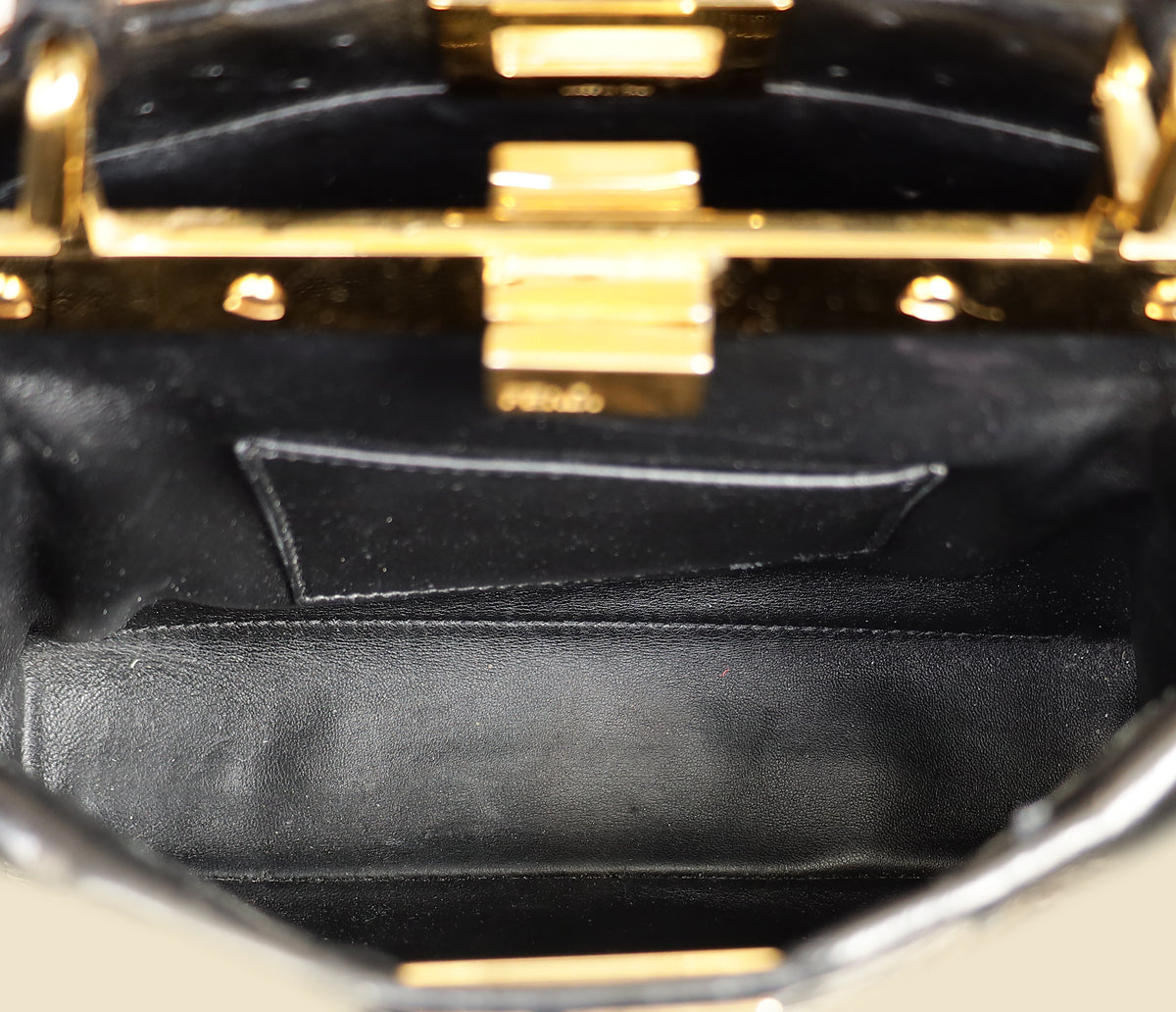 Fendi Black Ostrich Peekaboo Mini Bag
