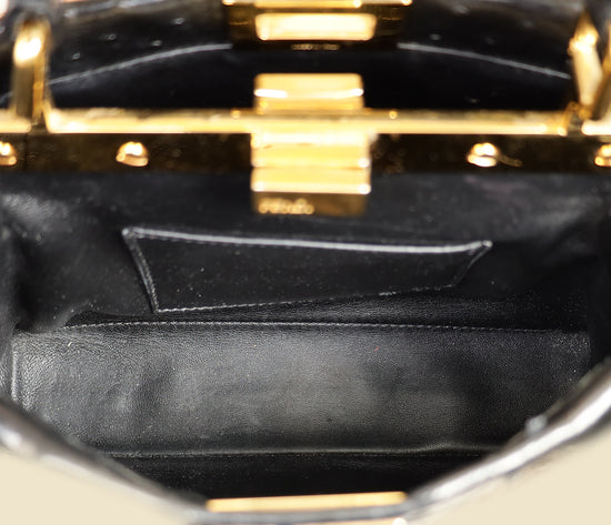 Fendi Black Ostrich Peekaboo Mini Bag