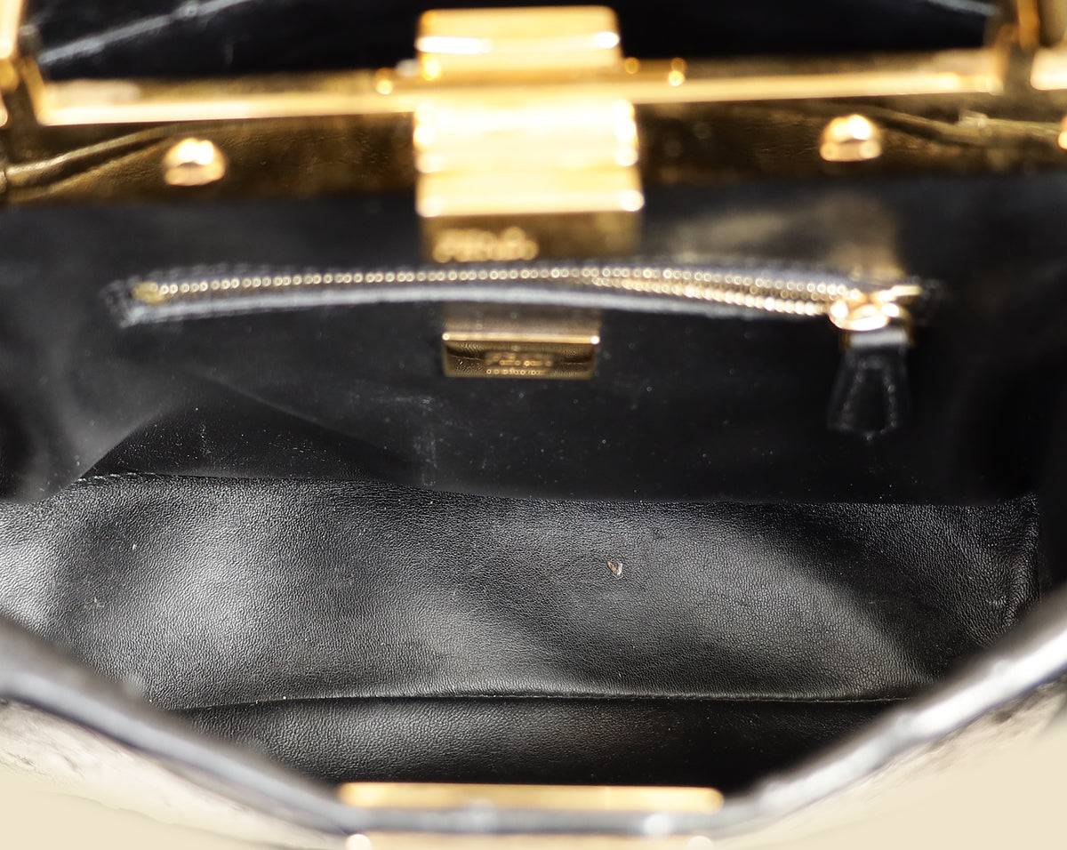 Fendi Black Ostrich Peekaboo Mini Bag