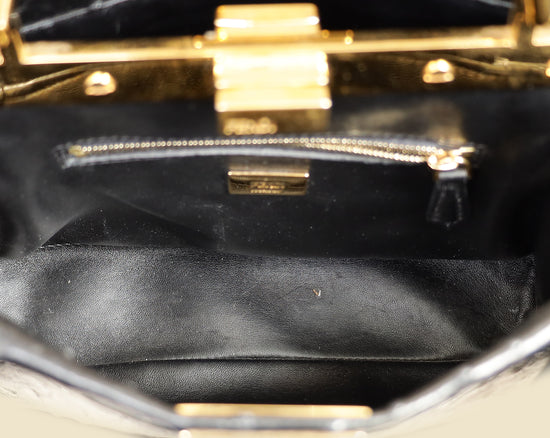 Fendi Black Ostrich Peekaboo Mini Bag