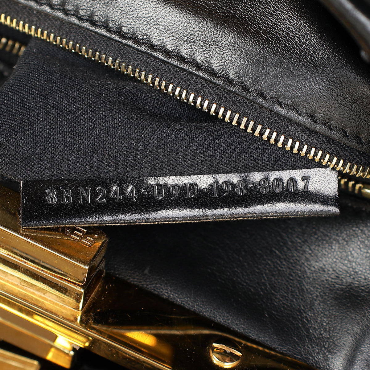 Fendi Black Ostrich Peekaboo Mini Bag