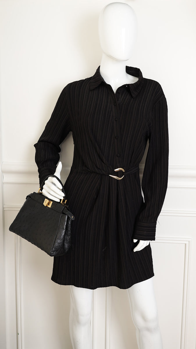 Fendi Black Ostrich Peekaboo Mini Bag