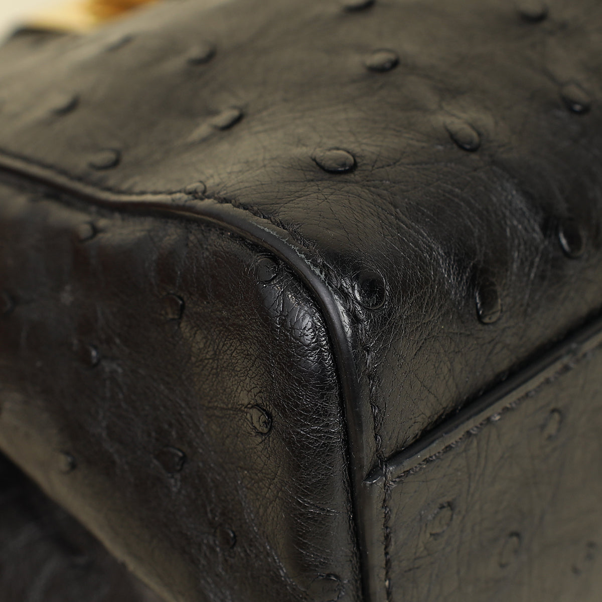 Fendi Black Ostrich Peekaboo Mini Bag