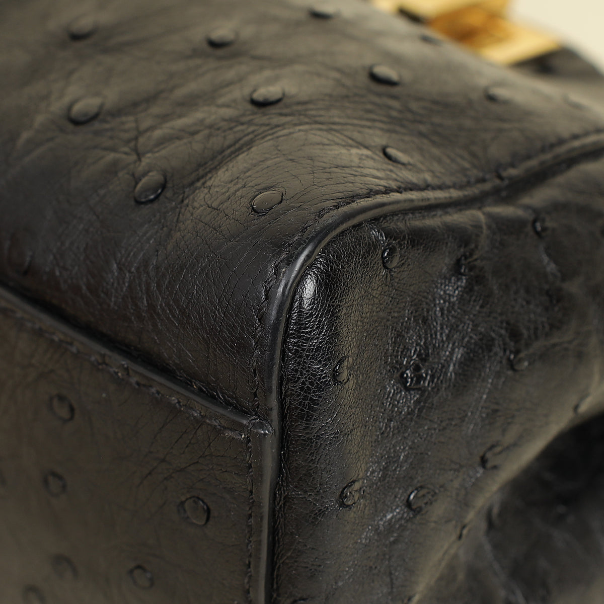 Fendi Black Ostrich Peekaboo Mini Bag