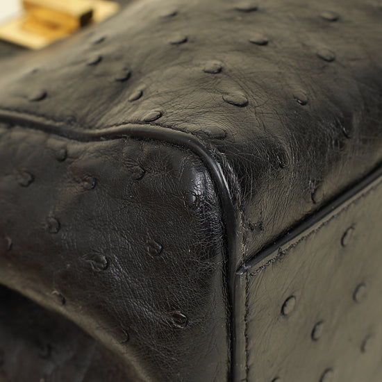 Fendi Black Ostrich Peekaboo Mini Bag