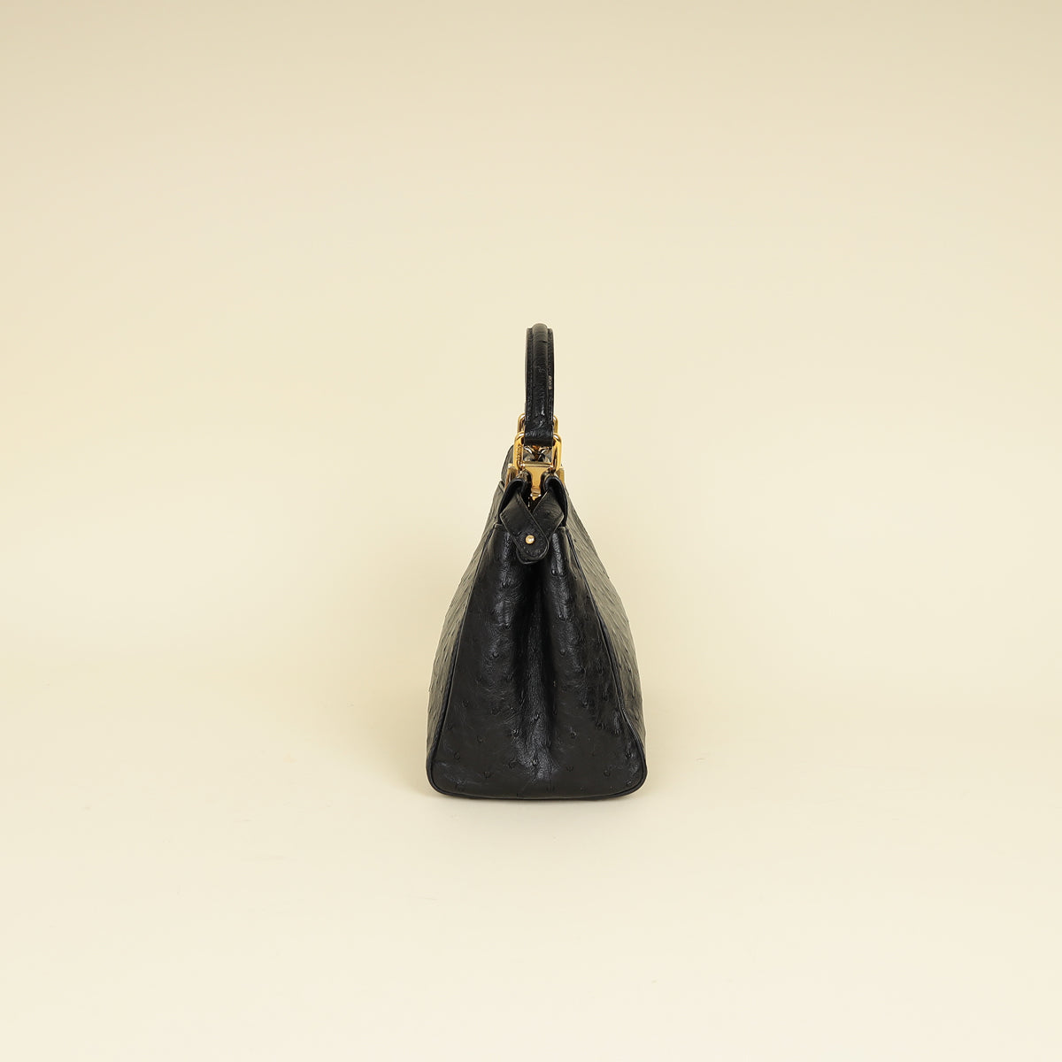 Fendi Black Ostrich Peekaboo Mini Bag