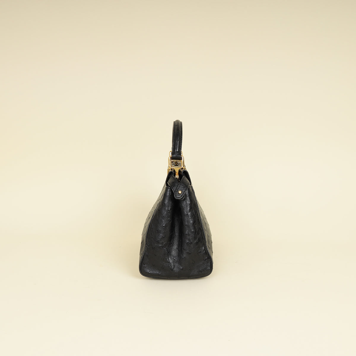 Fendi Black Ostrich Peekaboo Mini Bag