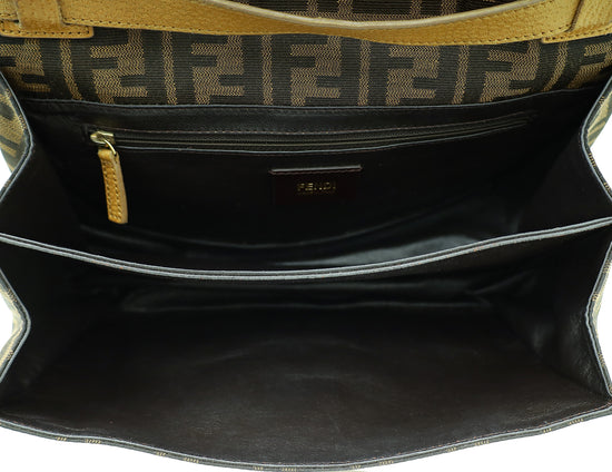 Fendi Tobacco Zucca Vitello Classico No.1 Satchel Bag