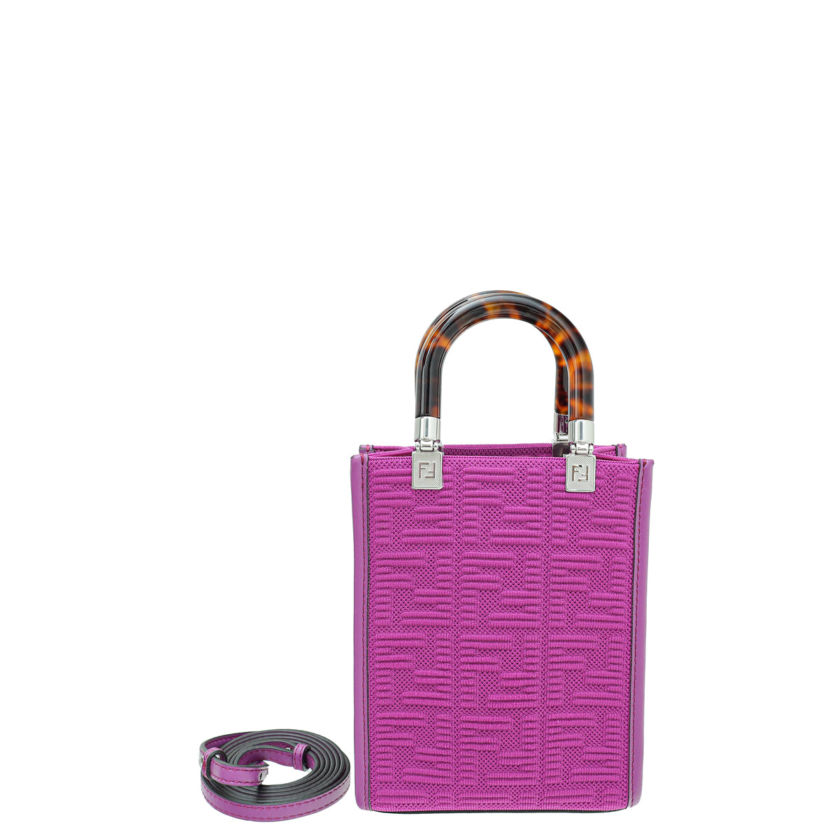 Fendi Purple FF Fabric Mini Sunshine Shopper Bag
