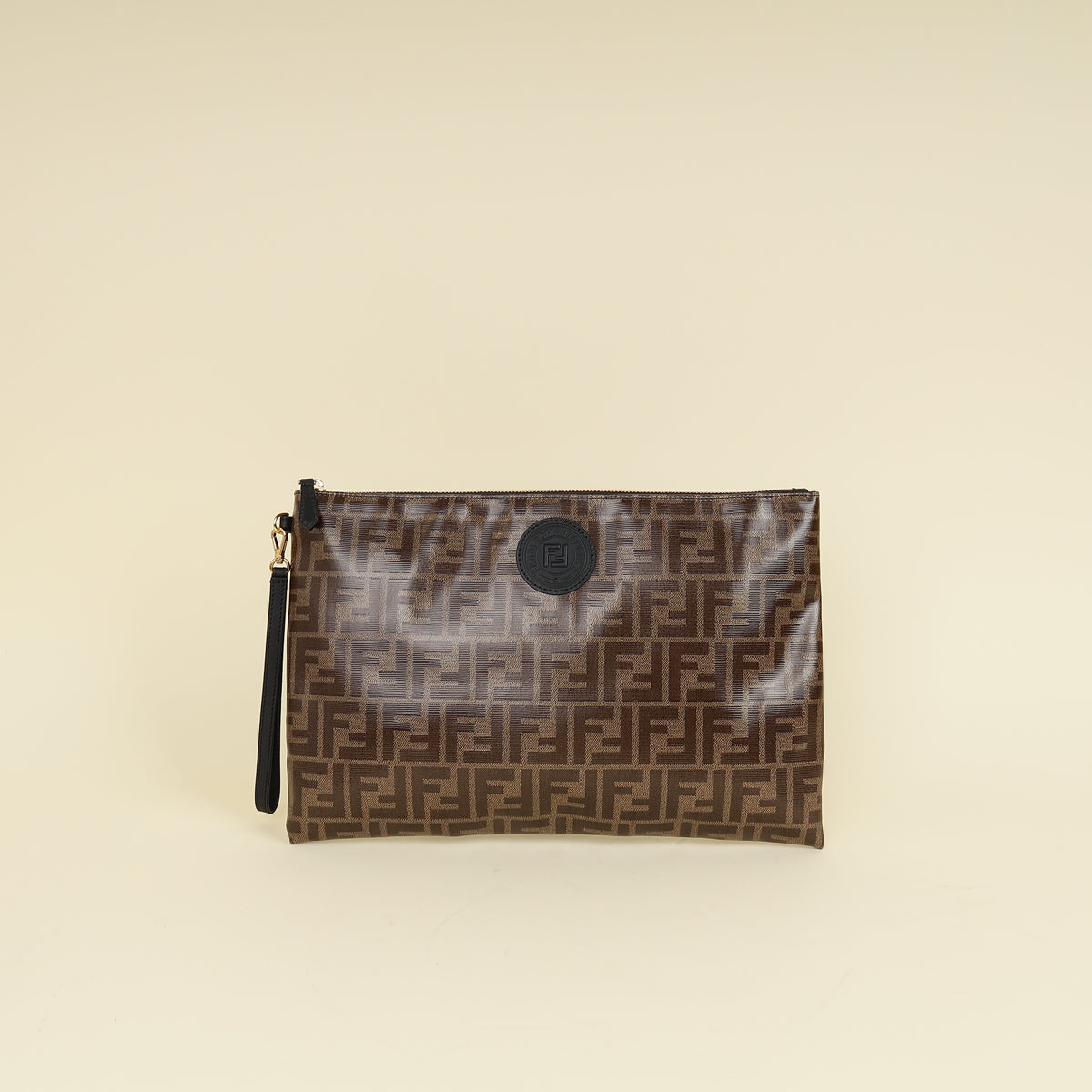 Fendi Brown FF Large Flat Wristlet Pouch-Fendi-THE CLOSET