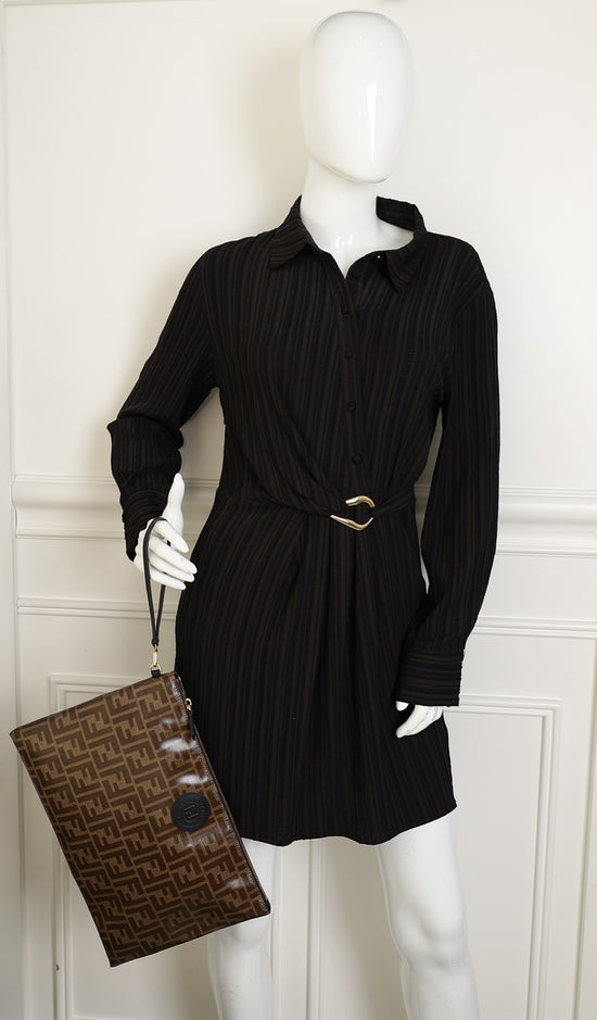 Fendi Brown FF Large Flat Wristlet Pouch-Fendi-THE CLOSET