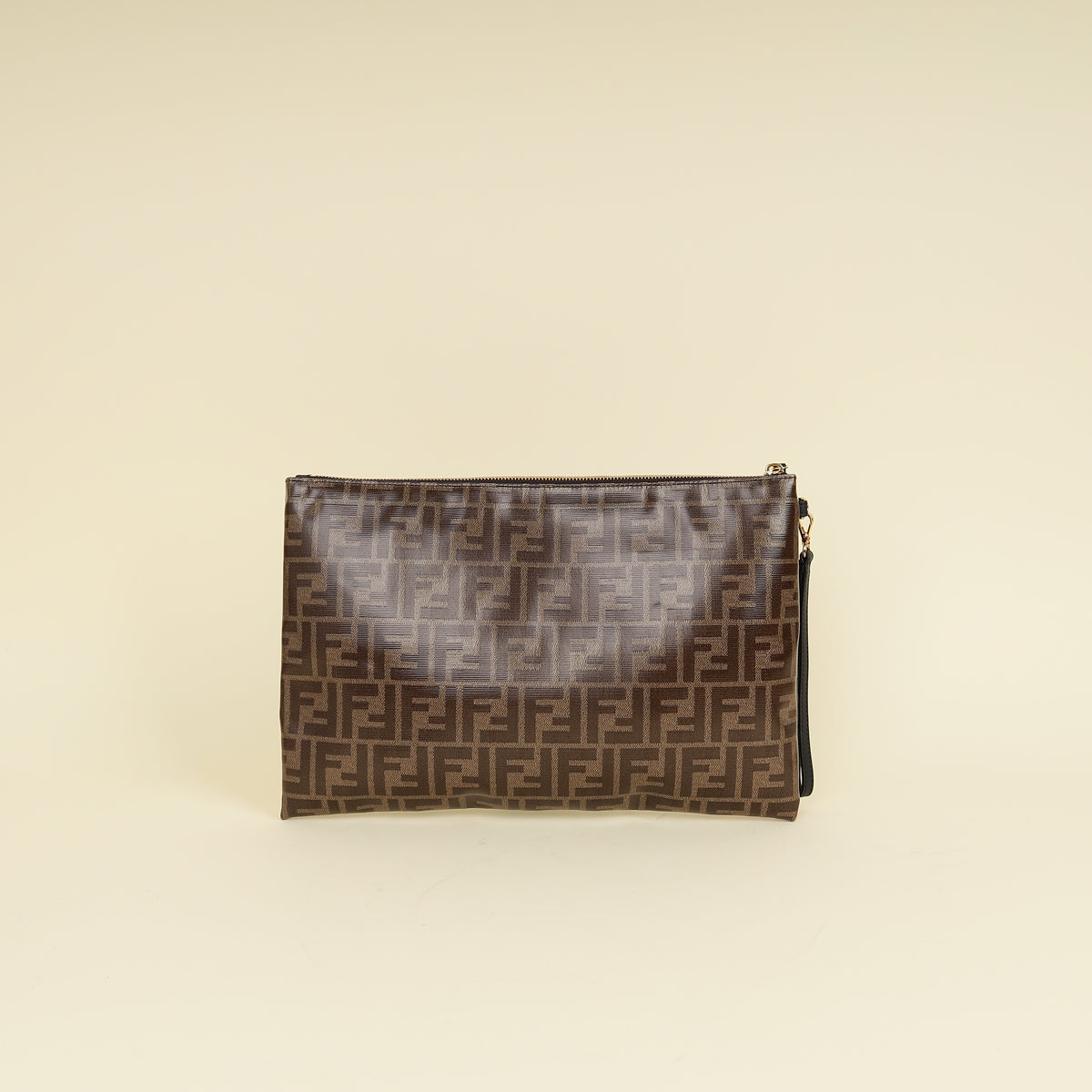 Fendi Brown FF Large Flat Wristlet Pouch-Fendi-THE CLOSET