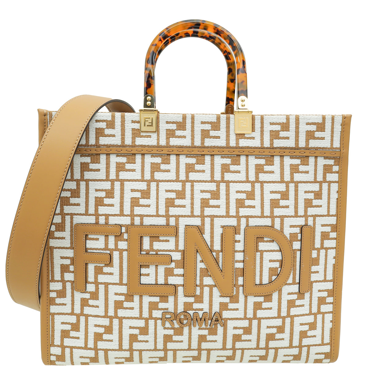 Fendi Multicolor Raffia Chenille Sunshine Shopper Medium Bag-Fendi-THE CLOSET