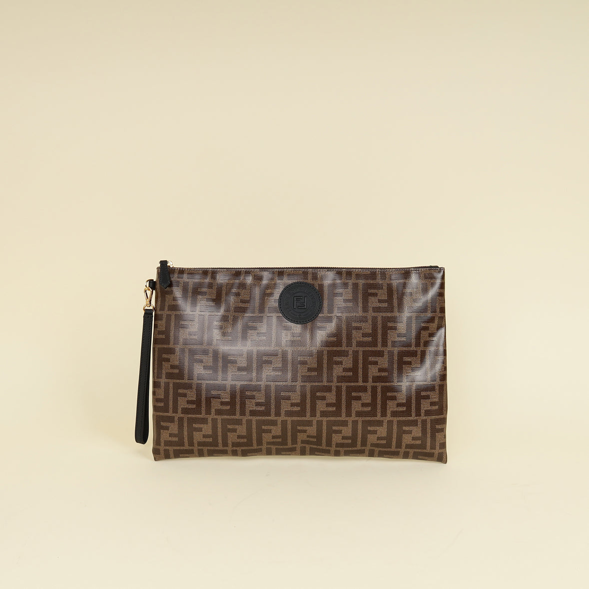 Fendi Brown FF Large Flat Wristlet Pouch-Fendi-THE CLOSET