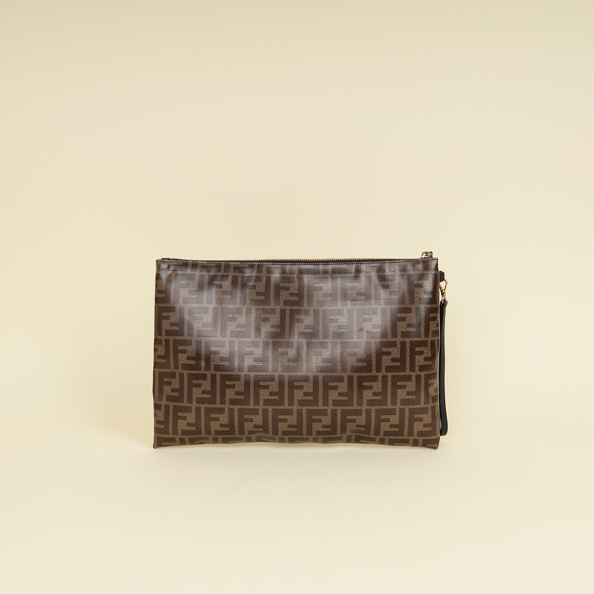 Fendi Brown FF Large Flat Wristlet Pouch-Fendi-THE CLOSET