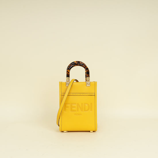 Fendi Yellow Mini Sunshine Shopper Bag