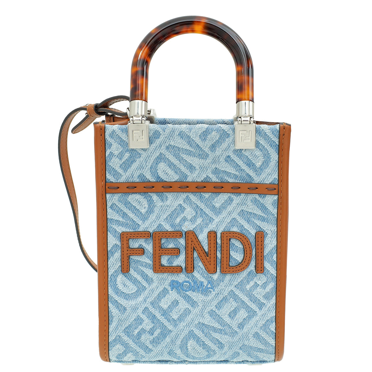 Fendi Bicolor Denim Mini Sunshine Shopper Bag-Fendi-THE CLOSET