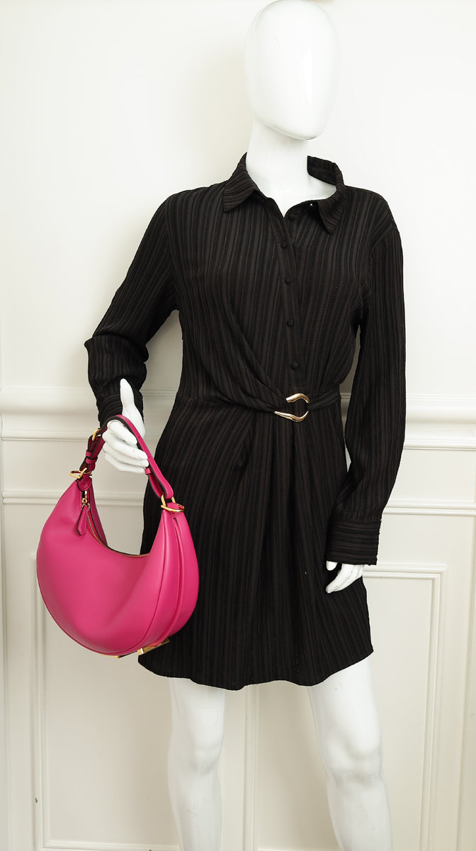 Fendi Hot Pink Vitello Grace Fendigraphy Hobo Medium Bag-Fendi-THE CLOSET